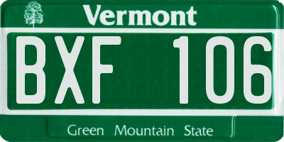 VT license plate BXF106