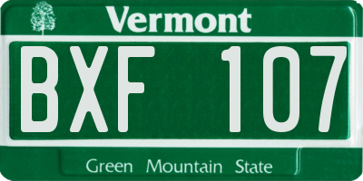 VT license plate BXF107