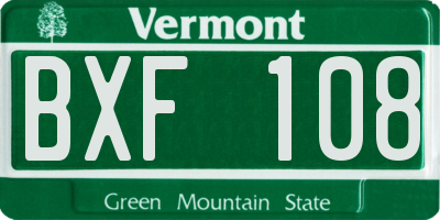 VT license plate BXF108