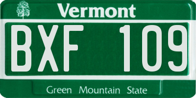 VT license plate BXF109