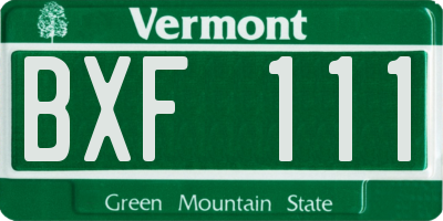 VT license plate BXF111
