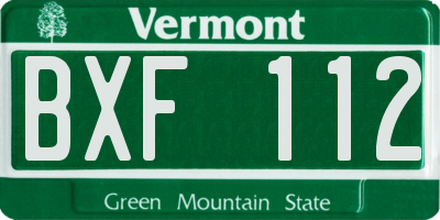 VT license plate BXF112