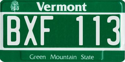 VT license plate BXF113