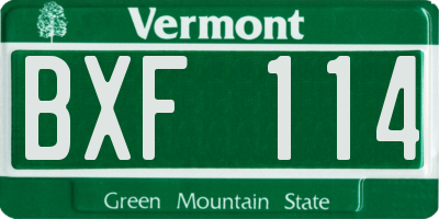 VT license plate BXF114
