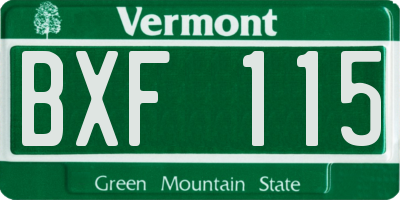 VT license plate BXF115