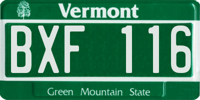VT license plate BXF116