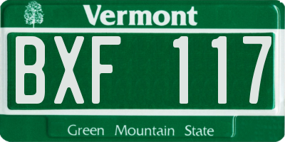 VT license plate BXF117