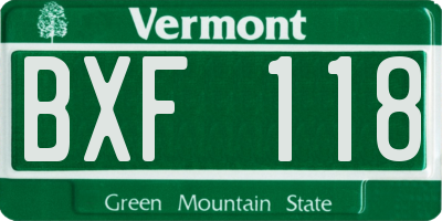 VT license plate BXF118