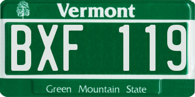 VT license plate BXF119