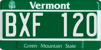 VT license plate BXF120