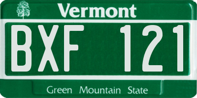 VT license plate BXF121