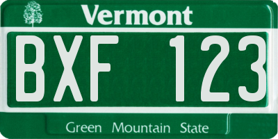 VT license plate BXF123