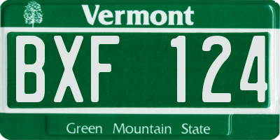 VT license plate BXF124