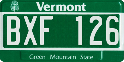 VT license plate BXF126