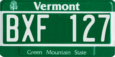 VT license plate BXF127