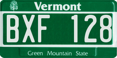 VT license plate BXF128