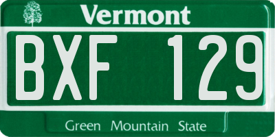 VT license plate BXF129
