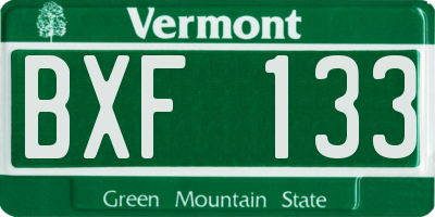 VT license plate BXF133