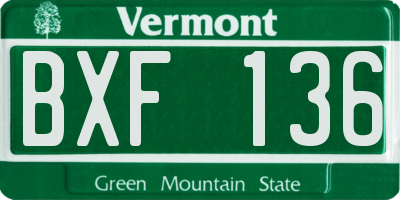 VT license plate BXF136