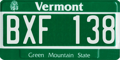VT license plate BXF138