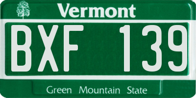VT license plate BXF139