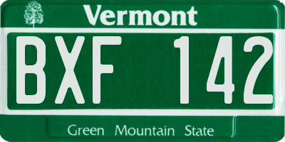 VT license plate BXF142
