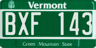 VT license plate BXF143