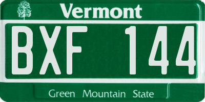 VT license plate BXF144