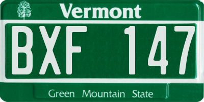 VT license plate BXF147