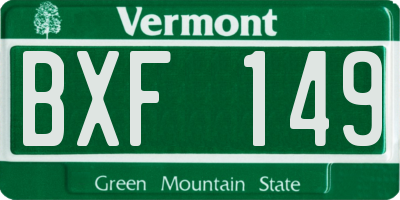 VT license plate BXF149