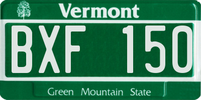 VT license plate BXF150