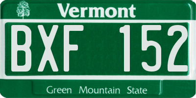 VT license plate BXF152