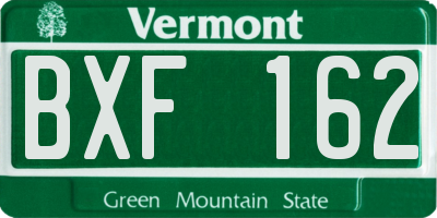 VT license plate BXF162
