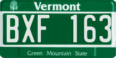 VT license plate BXF163