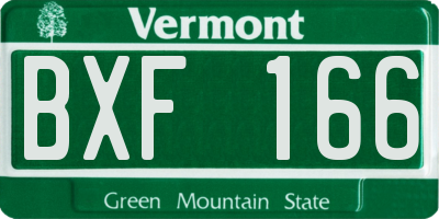 VT license plate BXF166