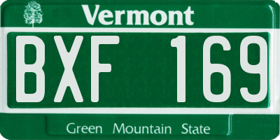VT license plate BXF169