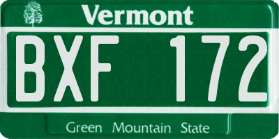 VT license plate BXF172