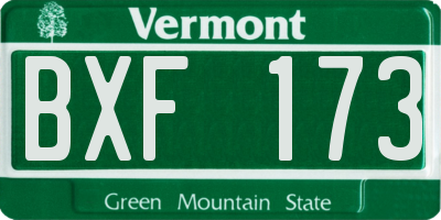 VT license plate BXF173