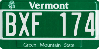 VT license plate BXF174