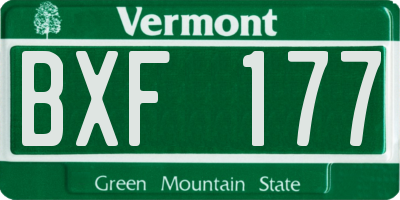 VT license plate BXF177