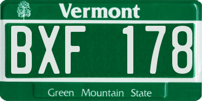 VT license plate BXF178