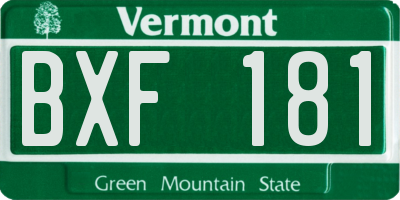 VT license plate BXF181