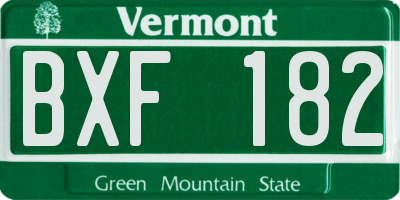 VT license plate BXF182