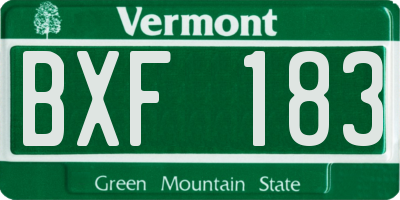 VT license plate BXF183
