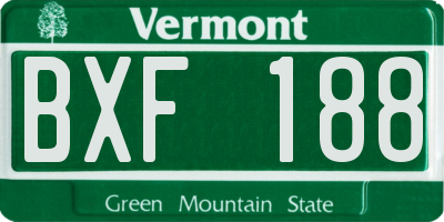 VT license plate BXF188