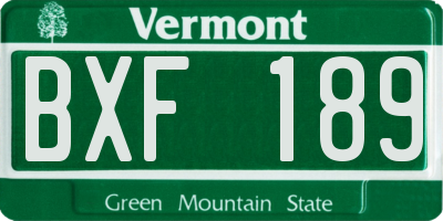 VT license plate BXF189