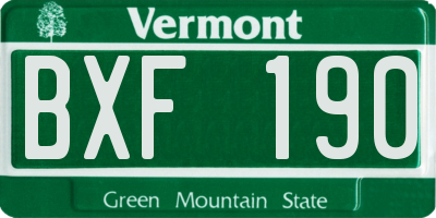 VT license plate BXF190