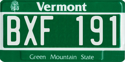 VT license plate BXF191