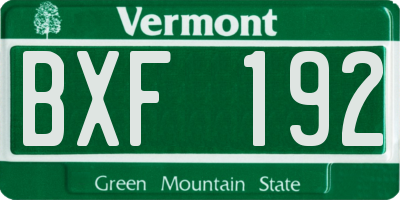 VT license plate BXF192