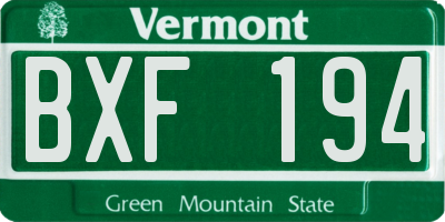 VT license plate BXF194